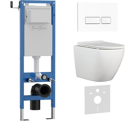 Комплект 3 в 1 IBERICA BLANCA инсталляция 40 см, унитаз TORNADO белый BILBAO ALTO (IB.BLA.234.1B1), клавиша смыва белая IB.001M.BLA.234.211