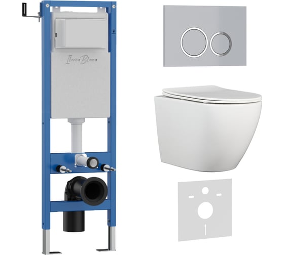 Комплект 3 в 1 IBERICA BLANCA инсталляция 40 см, унитаз TORNADO белый BILBAO ALTO (IB.BLA.234.1B1), клавиша смыва IB.001M.BLA.234.823