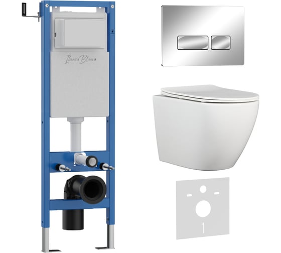 Комплект 3 в 1 IBERICA BLANCA инсталляция 40 см, унитаз TORNADO белый BILBAO ALTO (IB.BLA.234.1B1), клавиша смыва IB.001M.BLA.234.213