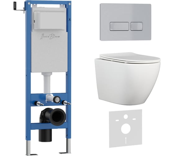 Комплект 3 в 1 IBERICA BLANCA инсталляция 40 см, унитаз TORNADO белый BILBAO ALTO (IB.BLA.234.1B1), клавиша смыва IB.001M.BLA.234.214