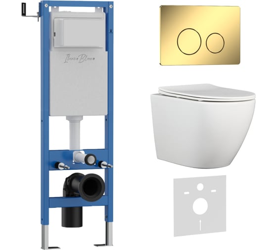 Комплект 3 в 1 IBERICA BLANCA инсталляция 40 см, унитаз TORNADO белый BILBAO ALTO (IB.BLA.234.1B1), клавиша смыва IB.001M.BLA.234.816
