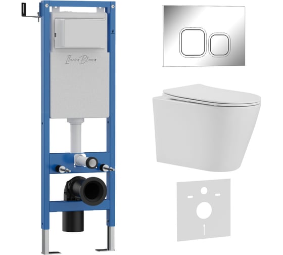Комплект 3 в 1 IBERICA BLANCA инсталляция 40 см, унитаз TORNADO белый BURGOS ALTO (IB.BRA.234.1B1), клавиша смыва IB.001M.BRA.234.833