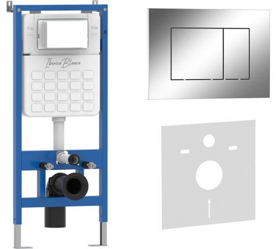 Комплект 2 в 1 IBERICA BLANCA инсталляция+клавиша смыва хром глянцевый, ABS пластик ESTI-S (IB.B085.003.002) IB001.852