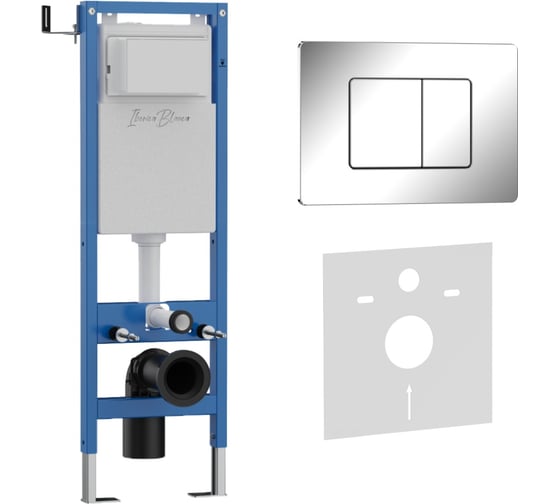 Комплект 2в1 IBERICA BLANCA инсталляция 40 см+клавиша смыва хром глянцевый, нержавеющая сталь INOX-C (IB.B011.003.0 IB.001M.1131
