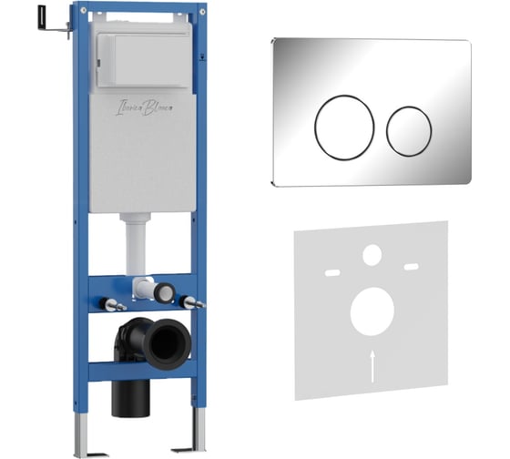 Комплект 2в1 IBERICA BLANCA инсталляция 40 см+клавиша смыва хром глянцевый, нержавеющая сталь INOX-O (IB.B081.003.0 IB.001M.8131