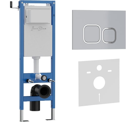 Комплект 2в1 IBERICA BLANCA инсталляция 40 см+клавиша смыва хром матовый, ABS пластик ESTI-Q (IB.B083.004.002) IB.001M.834