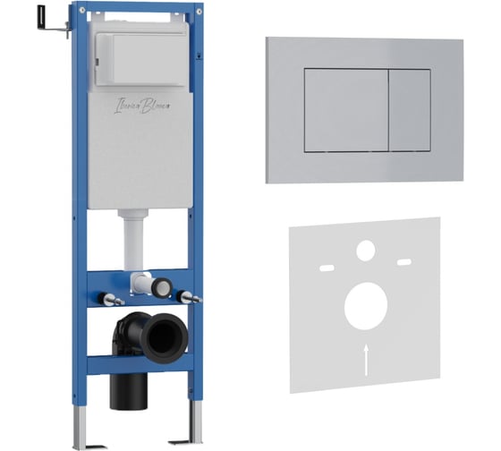 Комплект 2в1 IBERICA BLANCA инсталляция 40 см+клавиша смыва хром матовый, ABS пластик ESTI-S (IB.B085.004.000) IB.001M.853