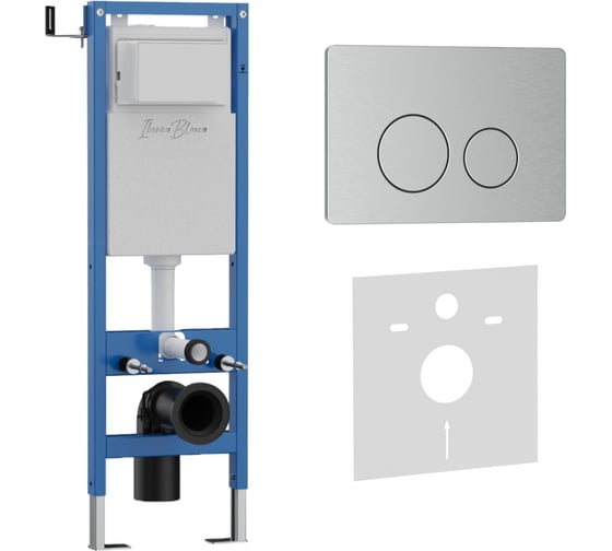 Комплект 2в1 IBERICA BLANCA инсталляция 40 см+клавиша смыва хром матовый, нержавеющая сталь INOX-O (IB.B081.003.002 IB.001M.8132