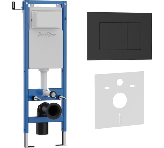 Комплект 2в1 IBERICA BLANCA инсталляция 40 см+клавиша смыва черный матовый, ABS пластик ESTI-S (IB.B085.002.000) IB.001M.851