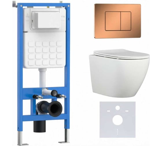 Комплект 3 в 1 IBERICA BLANCA инсталляция, унитаз TORNADO безободковый белый BILBAO ALTO (IB.BLA.234.1B1), клавиша IB001.BLA.234.1141