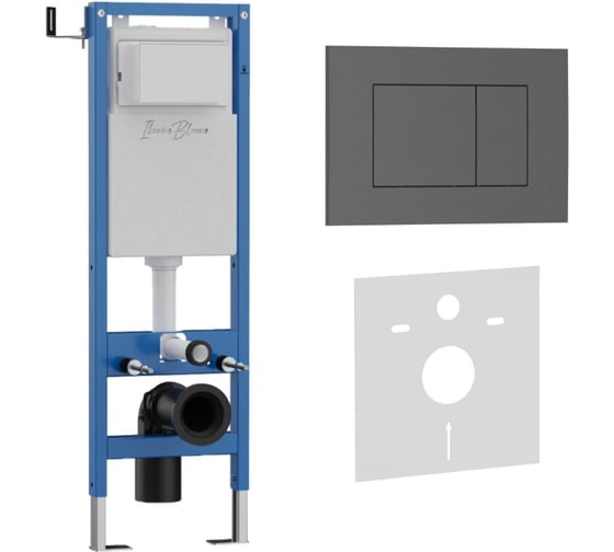 Комплект 2в1 IBERICA BLANCA инсталляция 40 см+клавиша смыва серый матовый, ABS пластик ESTI-S (IB.B085.008.000) IB.001M.856