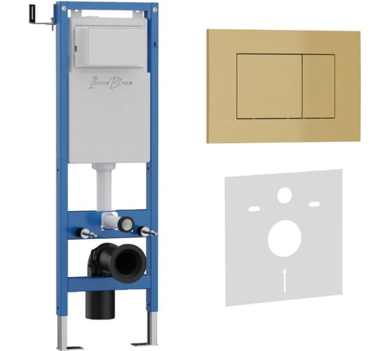 Комплект 2в1 IBERICA BLANCA инсталляция 40 см+клавиша смыва золото матовое, ABS пластик ESTI-S (IB.B085.005.000) IB.001M.854