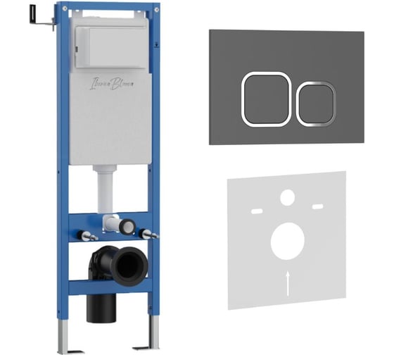 Комплект 2в1 IBERICA BLANCA инсталляция 40 см+клавиша смыва серый матовый, ABS пластик ESTI-Q (IB.B083.007.000) IB.001M.837