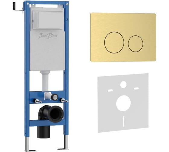Комплект 2в1 IBERICA BLANCA инсталляция 40 см+клавиша смыва золото матовое, нержавеющая сталь INOX-O (IB.B081.005.0 IB.001M.815