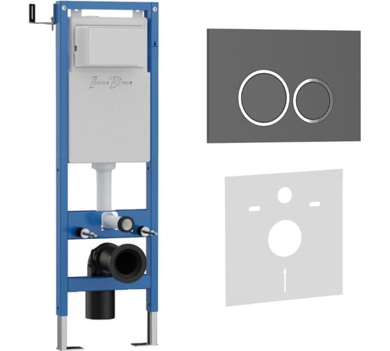 Комплект 2в1 IBERICA BLANCA инсталляция 40 см+клавиша смыва серый матовый, ABS пластик ESTI-O (IB.B082.007.000) IB.001M.827