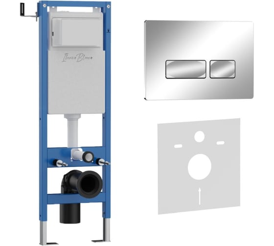 Комплект 2в1 IBERICA BLANCA инсталляция 40 см+клавиша смыва хром глянцевый, ABS пластик ESTI-R (IB.B021.003.002) IB.001M.213