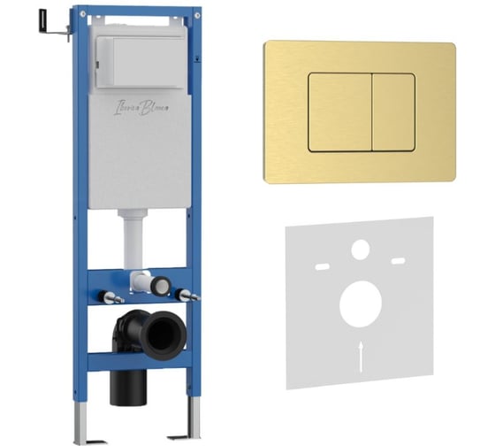 Комплект 2в1 IBERICA BLANCA инсталляция 40 см+клавиша смыва золото матовое, нержавеющая сталь INOX-C (IB.B011.005.0 IB.001M.115