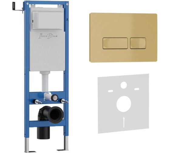 Комплект 2в1 IBERICA BLANCA инсталляция 40 см+клавиша смыва золото матовое, ABS пластик ESTI-R (IB.B021.005.000) IB.001M.215