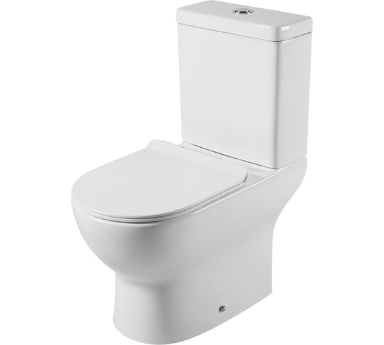 Унитаз-компакт Agger безободковый санфарфор с микролифтом Торнадо, белый AT03050