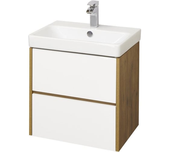 Тумба AQUATON Сканди 55 с раковиной Адриана 55, цвет Белый/дуб рустикальный 1A2517V0SDZ90