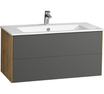 Тумба AQUATON Сохо 100 с раковиной Элина 100, цвет Дуб Веллингтон/Графит софт 1A2582V1AJA00