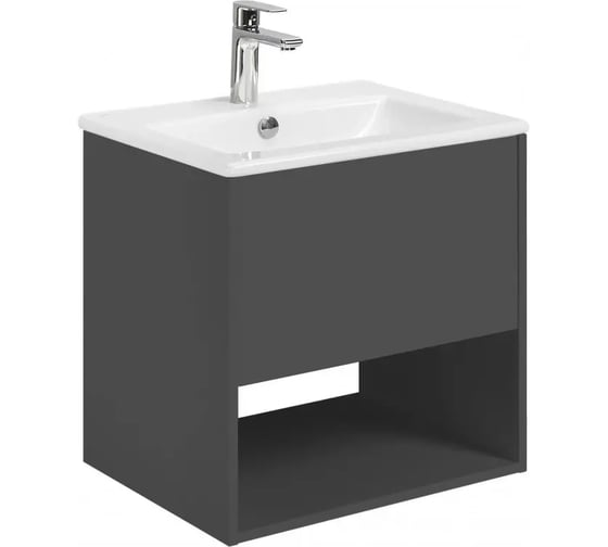 Тумба AQUATON Форм 60 антрацит/Раковина Элина 60/Фасад антрацит 1A2883V3A4820