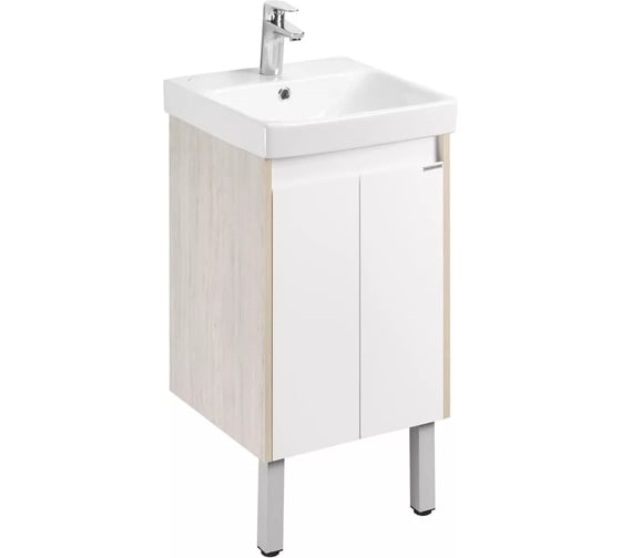 Тумба AQUATON Сканди Doors 55 с раковиной Адриана 55, цвет Белый/дуб верона 1A2788V0SDB20