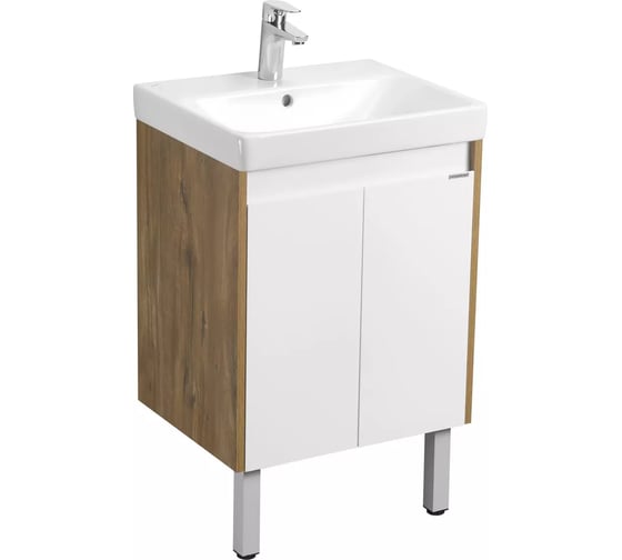 Тумба AQUATON Сканди Doors 55 с раковиной Адриана 55, цвет Белый/дуб рустикальный 1A2788V0SDZ90