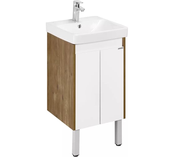 Тумба AQUATON Сканди Doors 45 с раковиной Адриана 45, цвет Белый/дуб рустикальный 1A2787V0SDZ90