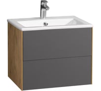 Тумба AQUATON Сохо 75 с раковиной Элина 75, цвет Дуб Веллингтон/Графит софт 1A2581V1AJA00