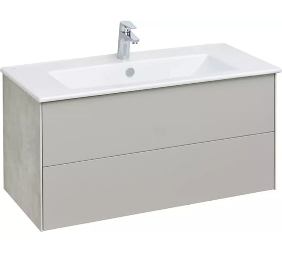 Тумба AQUATON Сохо 100 с раковиной Элина 100, цвет Слэйт/Галька серая 1A2582V1AJ9A0