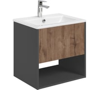 Тумба AQUATON Форм 60 антрацит/Раковина Элина 60/Фасад дуб веллингтон 1A2883V4A4820