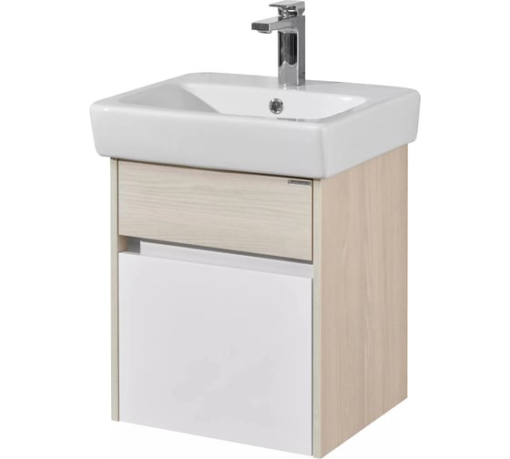 Тумба AQUATON Верди 50 с раковиной Нео 50, ящики, цвет Белый/ясень фабрик 1A1959V0VDAV0