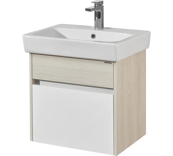 Тумба AQUATON Верди 60 с раковиной Нео 60, ящики, цвет Белый/ясень фабрик 1A2067V0VDAV0