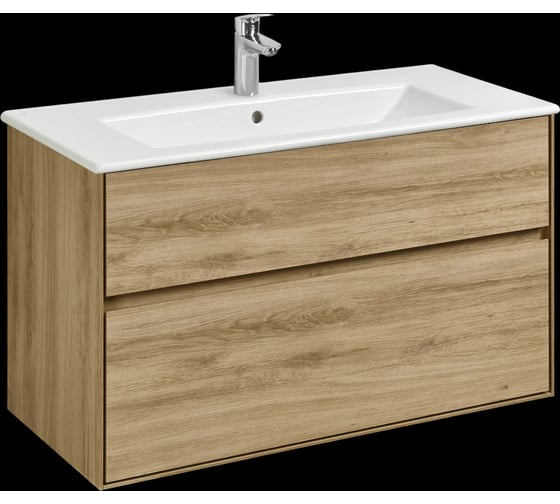 Тумба AQUATON Либерти 100 с раковиной Элина 100, цвет Дуб Эльвезия 1A2796V0LYC70