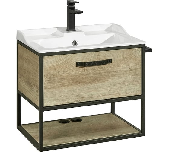 Тумба AQUATON Лофт Фабрик 65 с раковиной Фабиа 65, цвет Дуб Эндгрейн 1A2423V0LTDU0