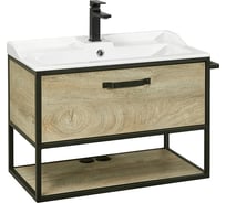 Тумба AQUATON Лофт Фабрик 80 с раковиной Фабиа 80, цвет Дуб Эндгрейн 1A2424V0LTDU0