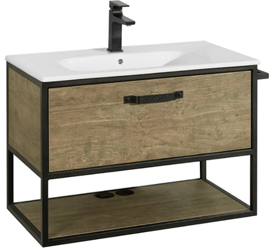 Тумба AQUATON Лофт Фабрик 80 с раковиной Фабиа 80, цвет Дуб Кантри 1A2424V0LTDY0