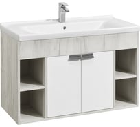 Тумба AQUATON Флай 100 с раковиной Миранда 100, цвет Белый/дуб крафт 1A2375V0FAX10