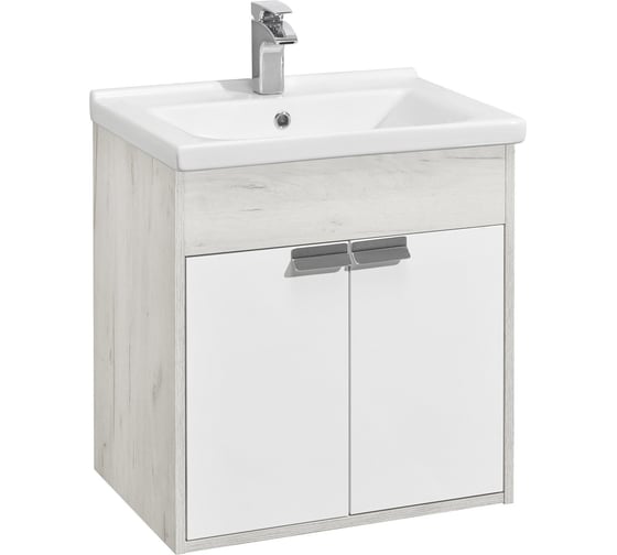 Тумба AQUATON Флай 60 с раковиной Миранда 60, цвет Белый/дуб крафт 1A2373V0FAX10