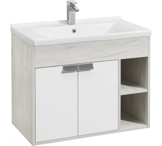 Тумба AQUATON Флай 80 с раковиной Миранда 80, цвет Белый/дуб крафт 1A2374V0FAX10