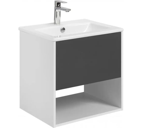 Тумба AQUATON Форм 60 белый глянец/Раковина Элина 60/Фасад антрацит 1A2883V3A4010