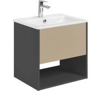 Тумба AQUATON Форм 60 антрацит/Раковина Элина 60/Фасад капучино 1A2883V2A4820