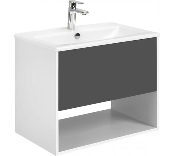 Тумба AQUATON Форм 75 белый глянец/Раковина Элина 75/Фасад антрацит 1A2884V3A4010