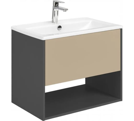 Тумба AQUATON Форм 75 антрацит/Раковина Элина 75/Фасад капучино 1A2884V2A4820