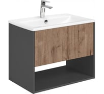 Тумба AQUATON Форм 75 антрацит/Раковина Элина 75/Фасад дуб веллингтон 1A2884V4A4820