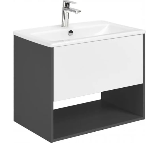 Тумба AQUATON Форм 75 антрацит/Раковина Элина 75/Фасад белый глянец 1A2884V1A4820