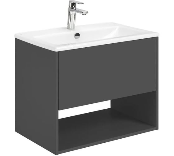 Тумба AQUATON Форм 75 антрацит/Раковина Элина 75/Фасад антрацит 1A2884V3A4820