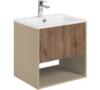 Тумба AQUATON Форм 60 капучино/Раковина Элина 60/Фасад дуб веллингтон 1A2883V4A44A0
