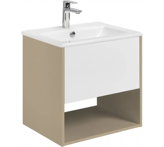 Тумба AQUATON Форм 60 капучино/Раковина Элина 60/Фасад белый глянец 1A2883V1A44A0